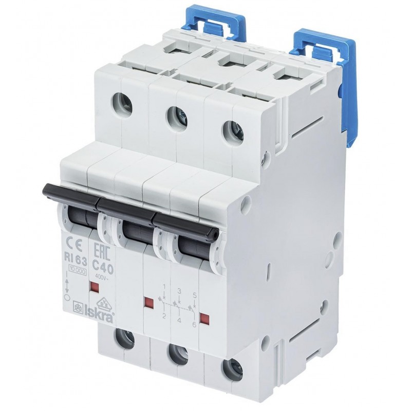 786100108000 - Автоматический выключатель RI63, 3P In=40 A, Кривая C, 10 кА, Iskra
