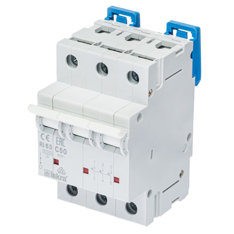Автоматический выключатель RI63, 3P In=50 A, Кривая C, 10 кА, Iskra (786100109000)