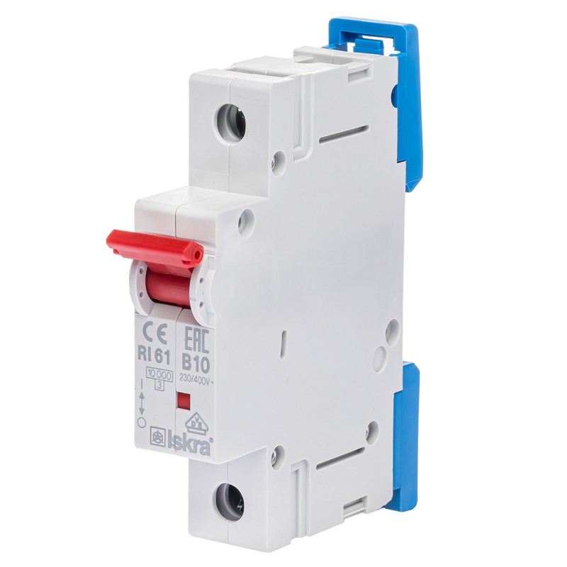 786100038000 - Автоматический выключатель RI61, 1P In=10 A, Кривая B, 10 кА, Iskra