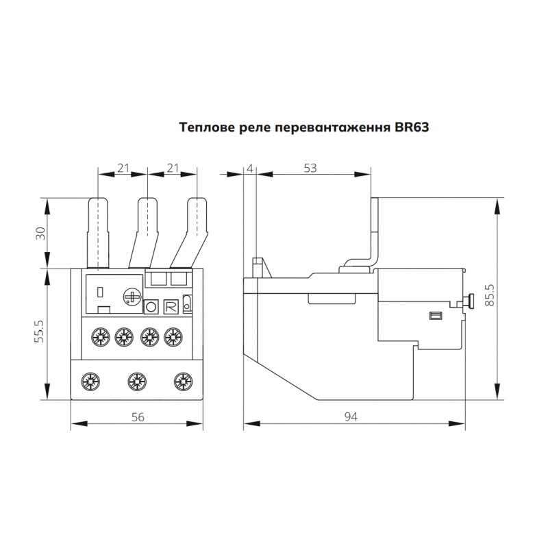 Тепловое реле BR63-47 для KNL43–75, Ir-35–47 A, 1NO+1NC, Iskra (786050506000)