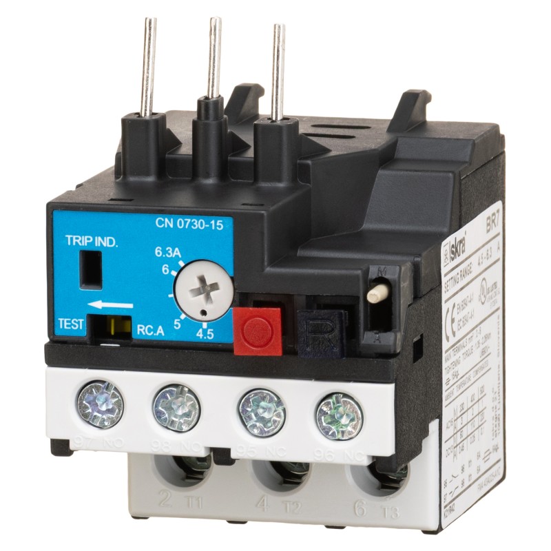 Тепловое реле BR7 для K07х-K08х, Ir-4.5–6.3 A, 1NO+1NC, Iskra (786050581000)