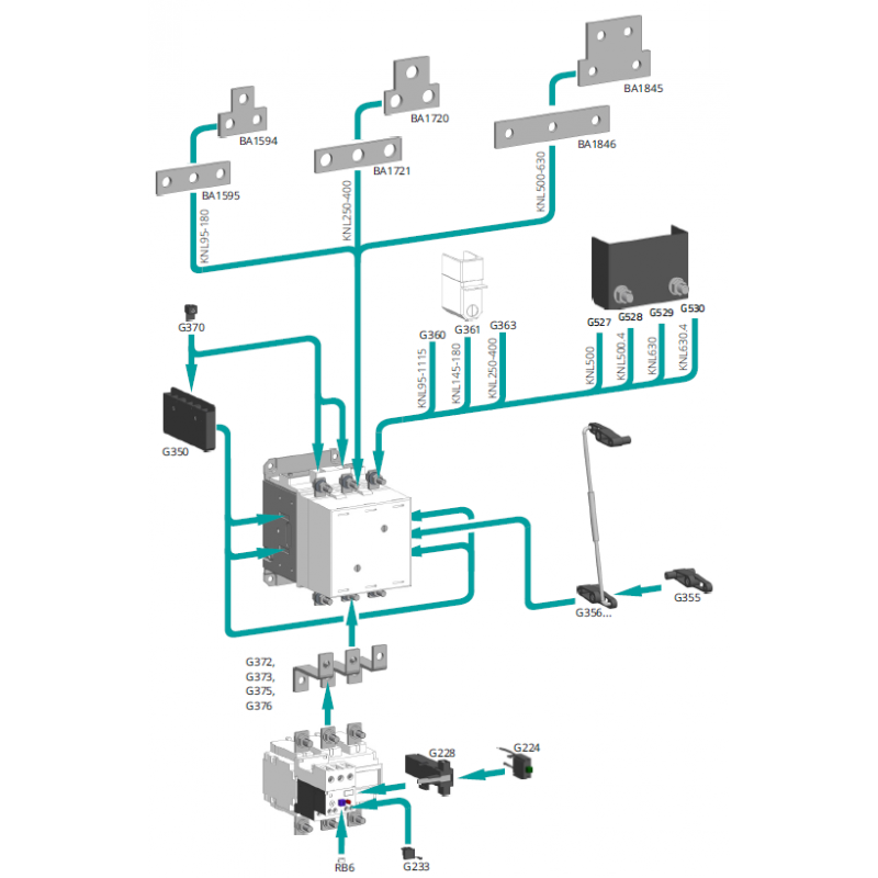 Механическая блокировка MBL для контакторов KNLM630–800, Iskra (786300037000)
