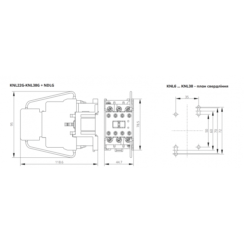 Контактор KNL38G-00, In-22 A, 18.5 кВт, Uc-24 В DC, Iskra (030052513000)