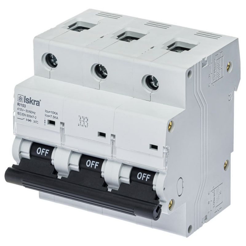 786100533000 - Автоматический выключатель RI123, 3P In=80 A, Кривая D, 10 кА, Iskra