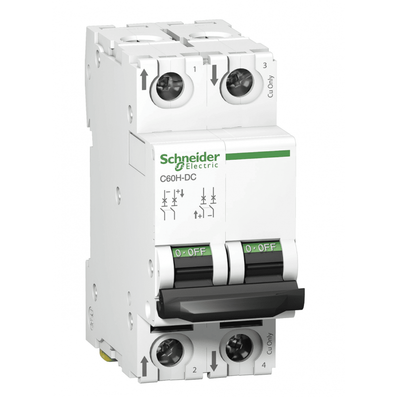 A9N61526 - Автоматический выключатель iC60H-DC, 2P In=6 А, Un=12-500 В DC, Кривая C, 10 кА, Schneider Electric