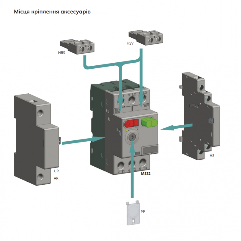 30108765000 - Автомат защиты двигателя MS32, Ir-4-6.3 A, Iskra