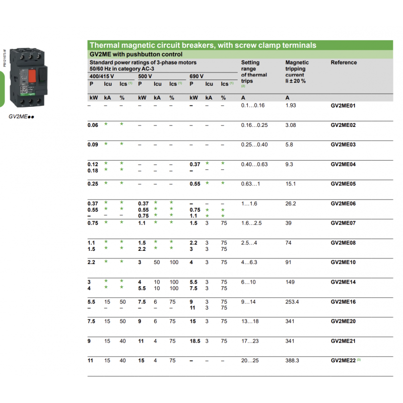 GV2ME21 - Автомат защиты двигателя Tesys, Ir-17-23 A, Schneider Electric