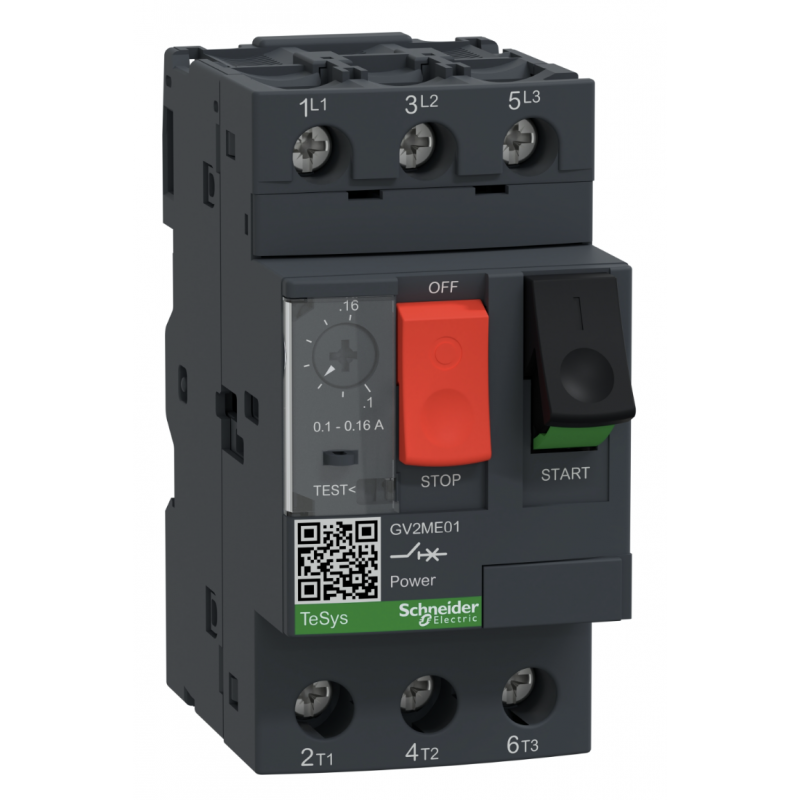 GV2ME01 - Автомат защиты двигателя TeSys, Ir-0.1-0.16 А, Schneider Electric