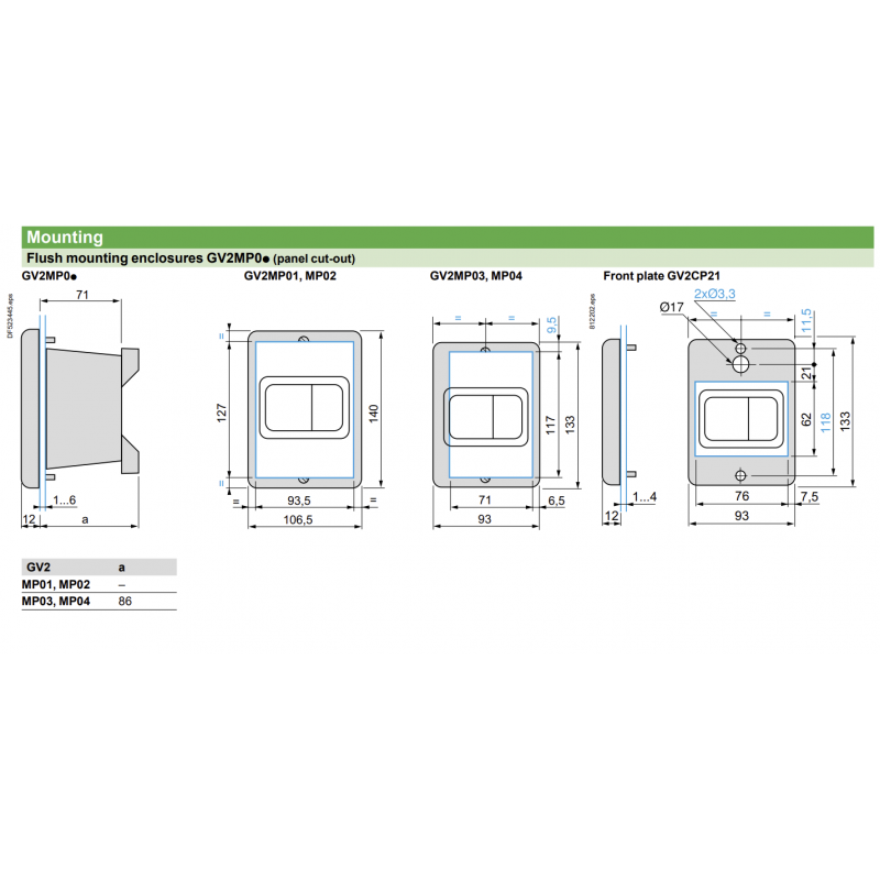 GV2MP03 – Уменьшенный корпус для утопленного монтажа IP41 для GV2ME/GZ1E, Schneider Electric