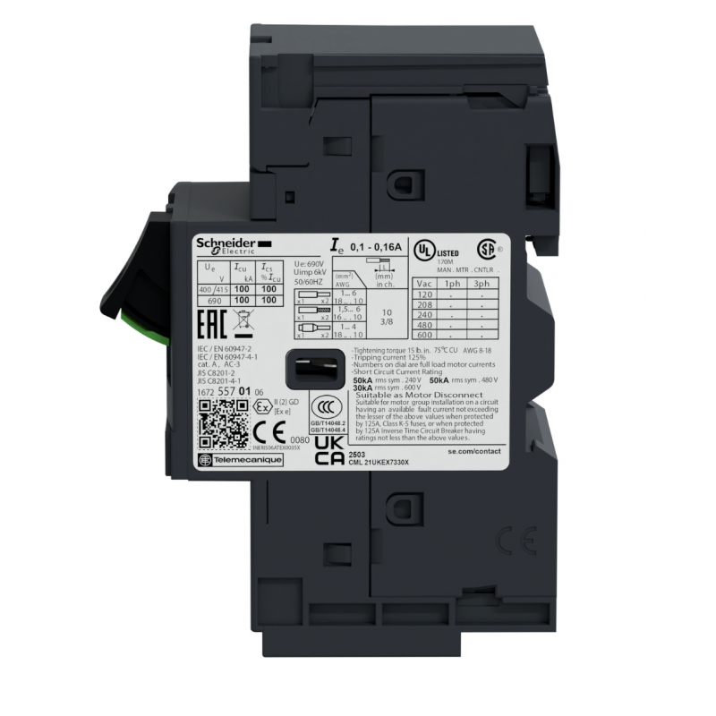 GV2ME213 - Автомат защиты двигателя TeSys, Ir-17-23 A, пруж., Schneider Electric