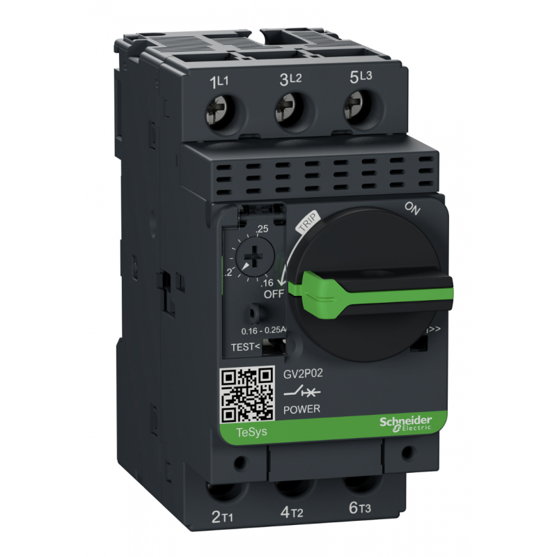 GV2P02 —  Автомат защиты двигателя TeSys, Ir-0.16-0.25 A, Schneider Electric