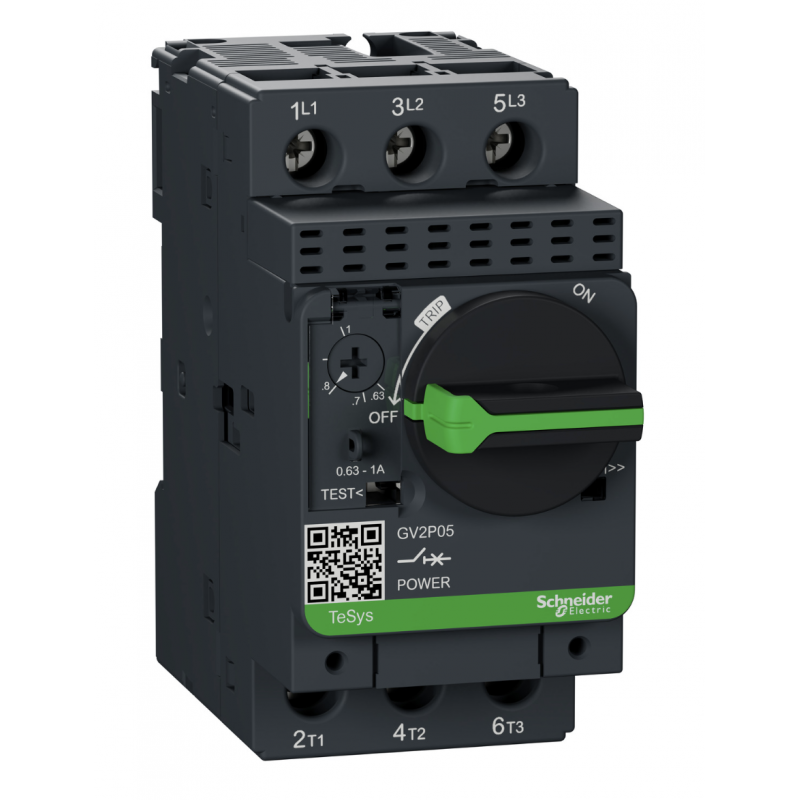 GV2P05 —  Автомат защиты двигателя TeSys, Ir-0.63-1 A, Schneider Electric