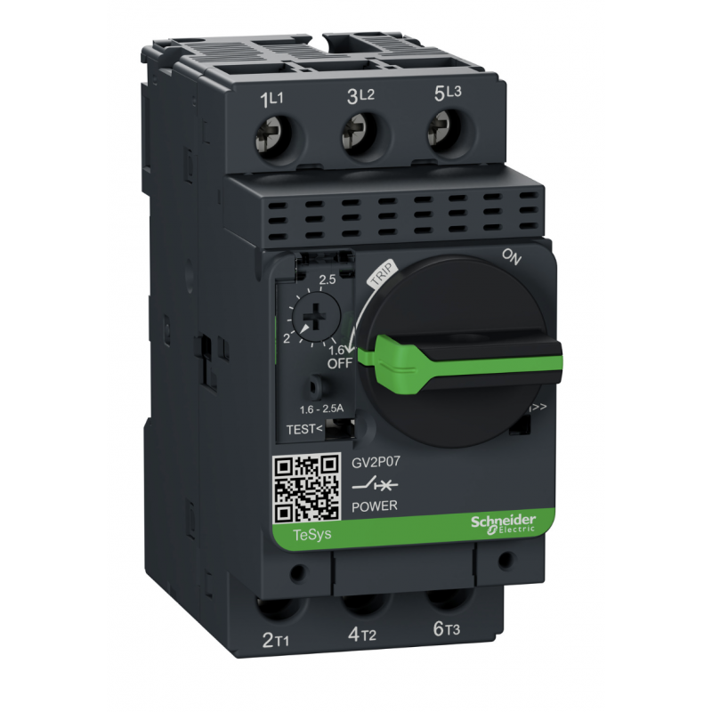 GV2P07 —  Автомат защиты двигателя TeSys, Ir-1.6-2.5 A, Schneider Electric