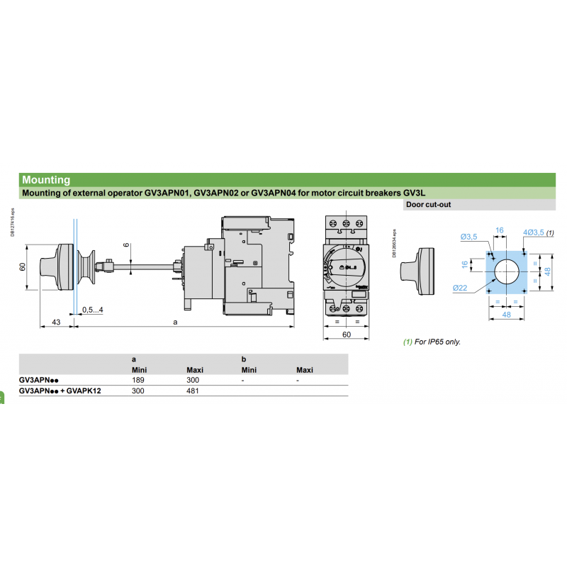 GV3APN01 – Комплект поворотной рукоятки GV3, чёрный, IP54, Schneider Electric