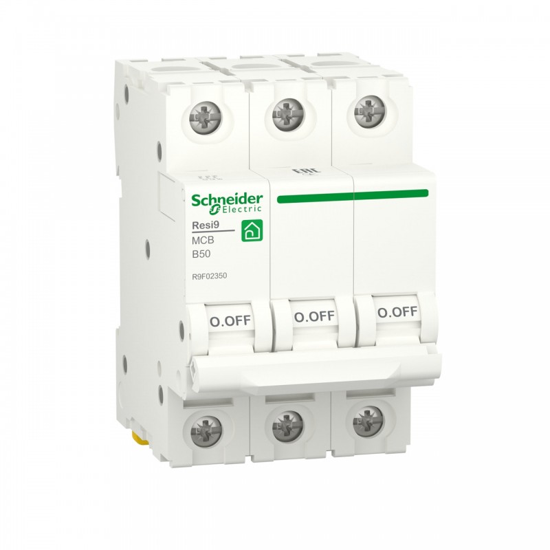 R9F02350 - Автоматический выключатель RESI9, 3P In=50 A, Кривая B, 6 кА, Schneider Electric