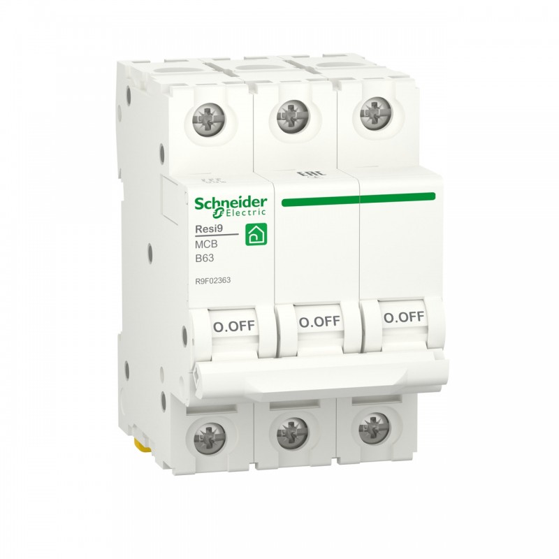 R9F02363 - Автоматический выключатель RESI9, 3P In=63 A, Кривая B, 6 кА, Schneider Electric