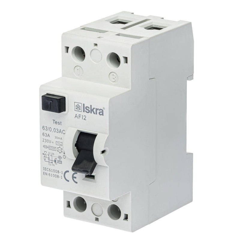 786101156000 - Дифференциальный выключатель нагрузки (УЗО) AFI2, 2P In-63А, 30mA, Тип AC, 6kA, ISKRA