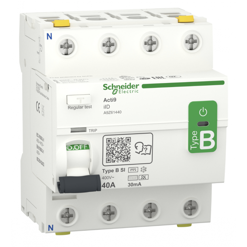 A9Z61440 - Дифференциальный выключатель нагрузки (УЗО) ilD, 4P In-40А, 30mA, Тип B-SI, 10kA, Schneider Electric