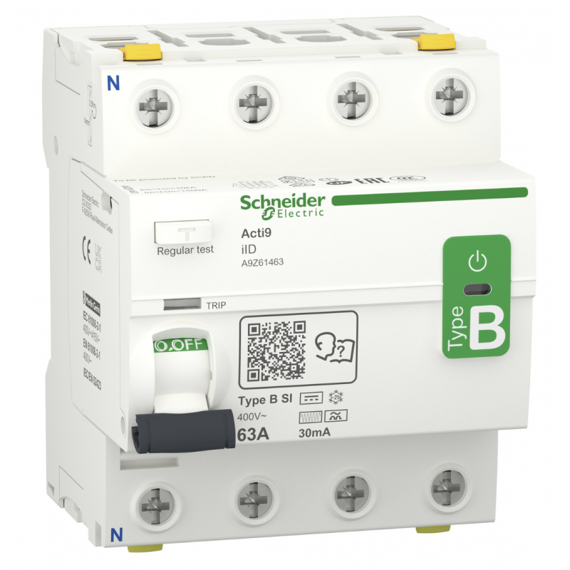 A9Z61463 - Дифференциальный выключатель нагрузки (УЗО) ilD, 4P In-63А, 30mA, Тип B-SI, 10kA, Schneider Electric