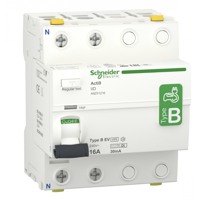 A9Z51216 - Дифференциальный выключатель нагрузки (УЗО) ilD, 2P In-16А, 30mA, Тип B, 10kA, Schneider Electric