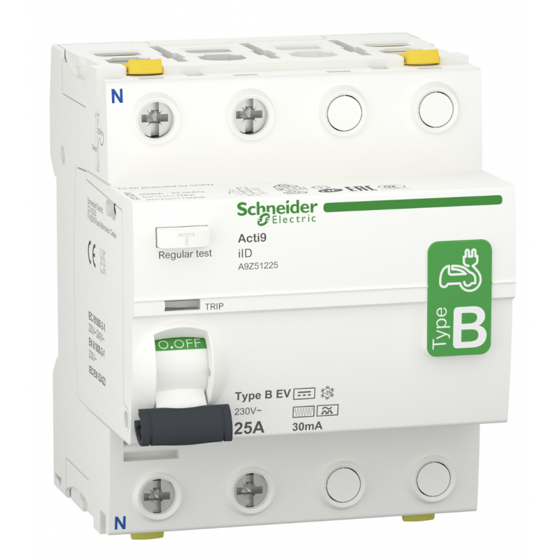 A9Z51225 - Дифференциальный выключатель нагрузки (УЗО) ilD, 2P In-25А, 30mA, Тип B, 10kA, Schneider Electric