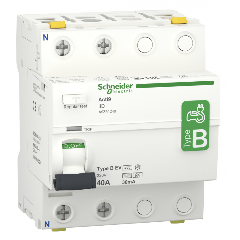 A9Z51240 - Дифференциальный выключатель нагрузки (УЗО) ilD, 2P In-40А, 30mA, Тип B, 10kA, Schneider Electric