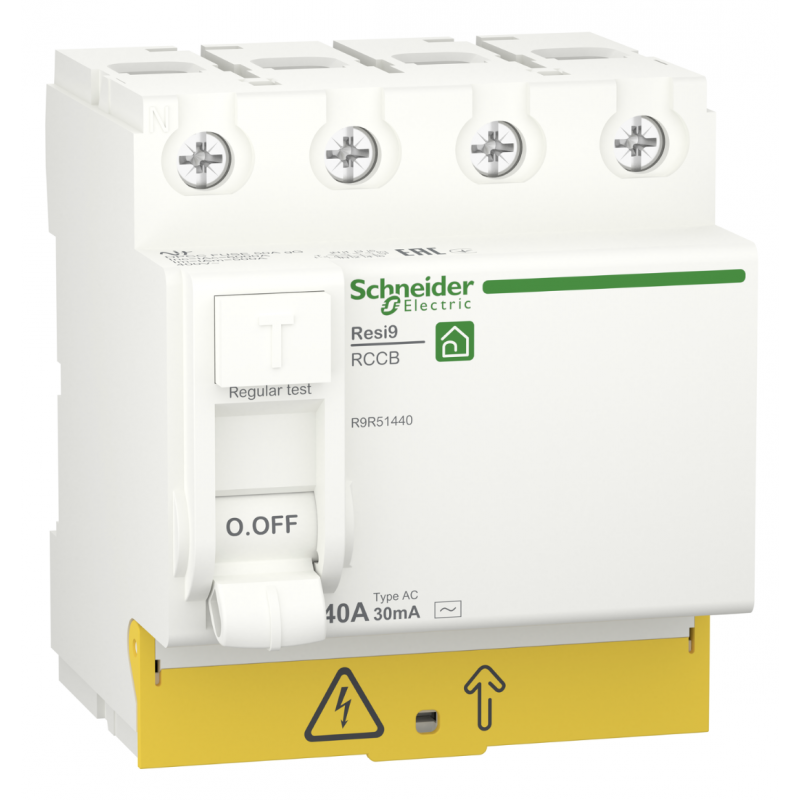 R9R51440 - Устройство защитного отключения RESI9, 4P 40A 30мА, тип AC, 6kA. Schneider Electric