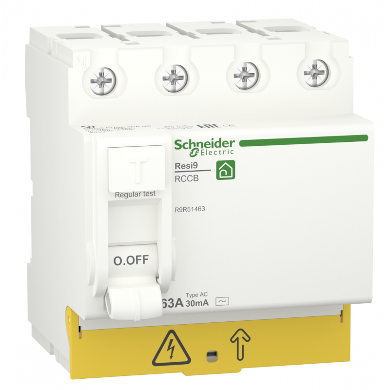 R9R51463 - Устройство защитного отключения RESI9, 4P 63A 30мА, тип AC, 6kA. Schneider Electric