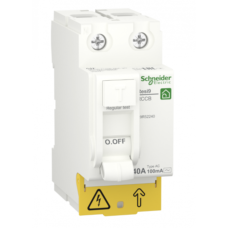 R9R52240 - Устройство защитного отключения RESI9, 2P 40A 100мА, тип AC, 6kA. Schneider Electric