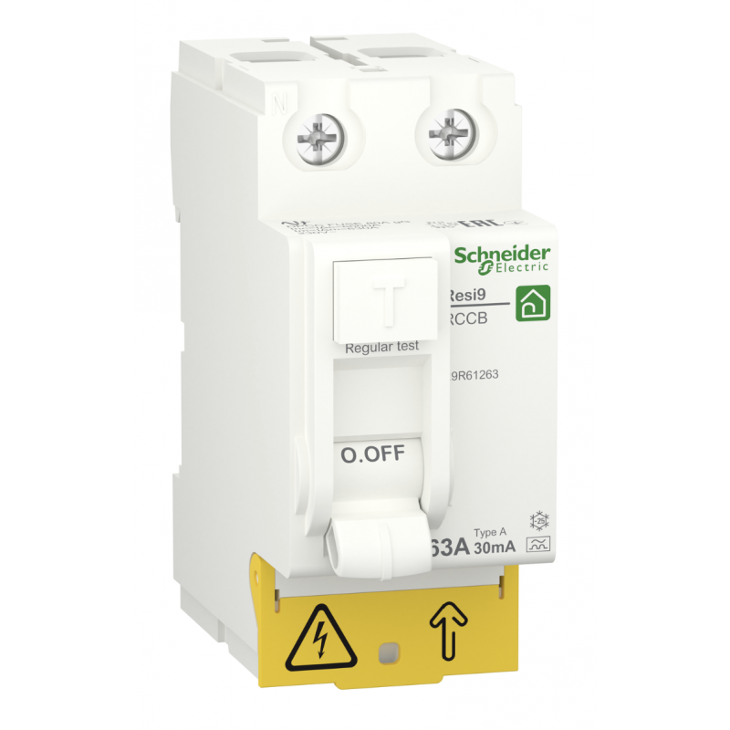 R9R61263 - Устройство защитного отключения RESI9, 2P 63A 30мА, тип A, 6kA. Schneider Electric
