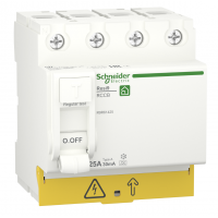 R9R61425 - Устройство защитного отключения RESI9, 4P 25A 30мА, тип A, 6kA. Schneider Electric