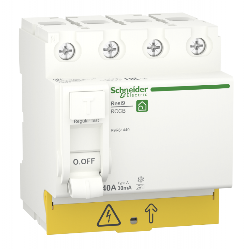 R9R61440 - Устройство защитного отключения RESI9, 4P 40A 30мА, тип A, 6kA. Schneider Electric