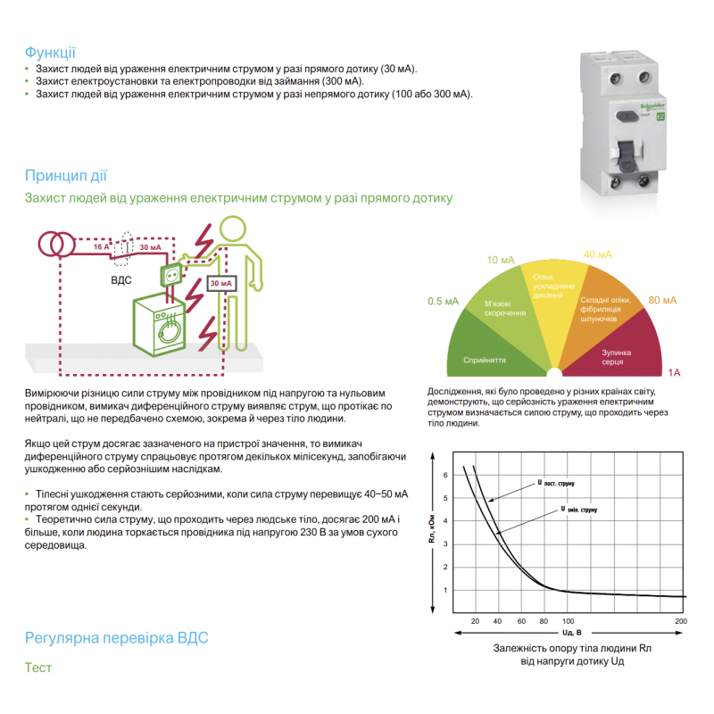 EZ9R34225 - Устройство защитного отключения Easy9, 2P 25A 30мА AC, 4.5kA. Schneider Electric