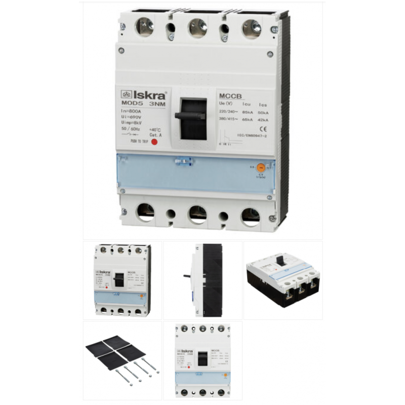786104800000 - Автоматический выключатель  MOD5 3NM, 3P In-800 А, 65кА, термомагнитный (0.8-1), Iskra