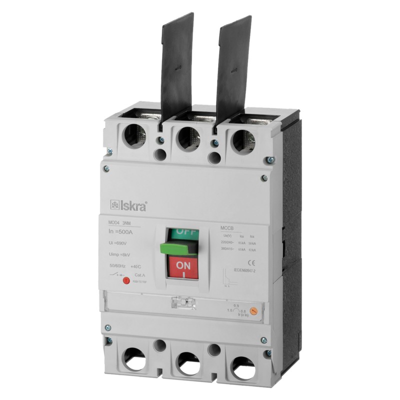 786103504000 - Автоматический выключатель  MOD4 3NM, 3P In-500 А, 65кА, термомагнитный (0.8-1), Iskra