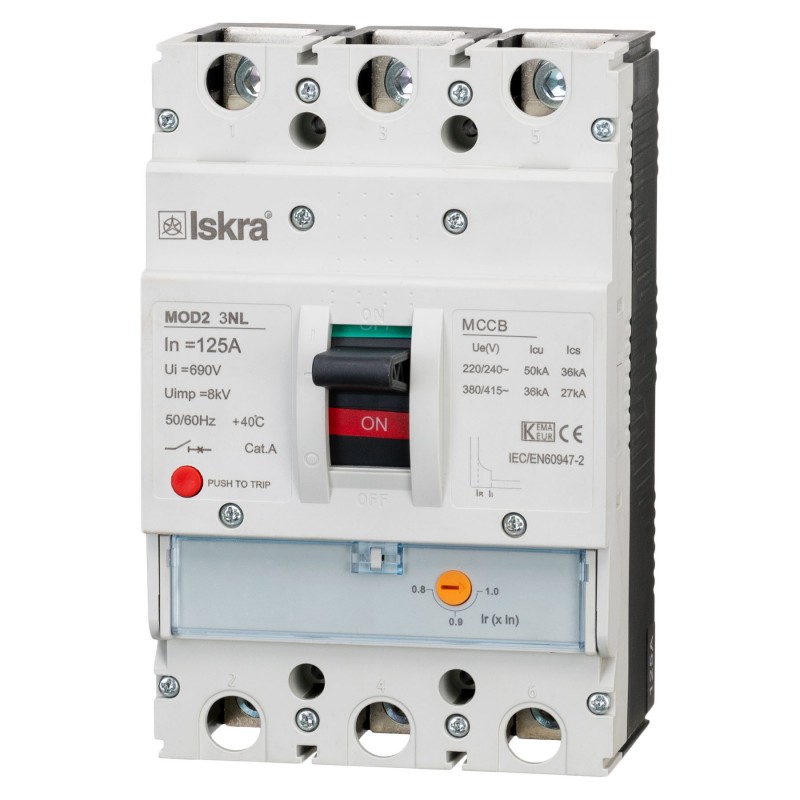 786103930000 - Автоматический выключатель  MOD2 3NM, 3P In-125 А, 50кА, термомагнитный (0.8-1), Iskra
