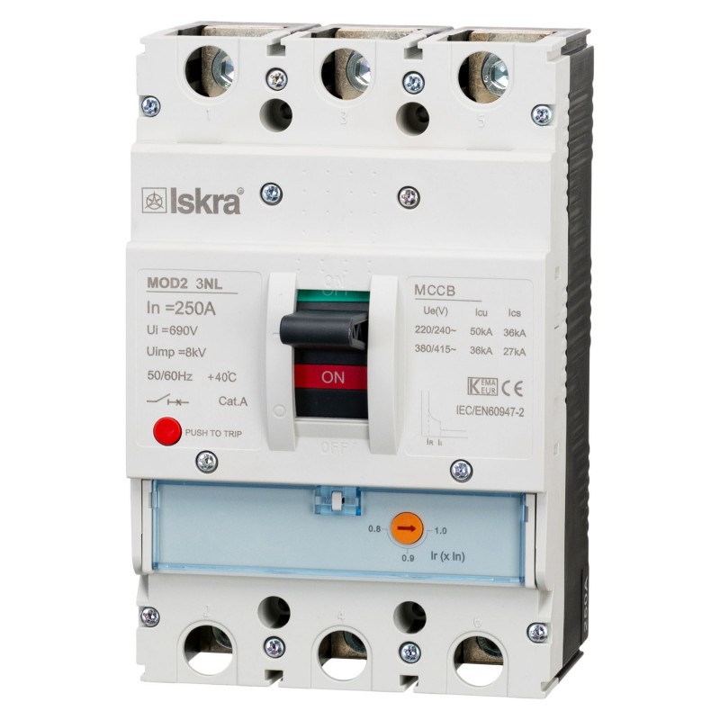 786103792000 - Автоматический выключатель  MOD2 3NL, 3P In-250 А, 36кА, термомагнитный (0.8-1), Iskra