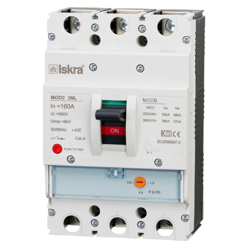 786104200000 - Автоматический выключатель  MOD2 3NL, 3P In-160 А, 36кА, термомагнитный (0.8-1), Iskra