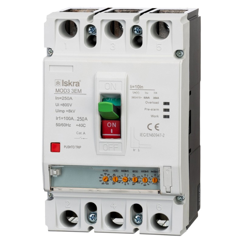 786103763000 - Автоматический выключатель  MOD3 3EM, 3P In-250 А, 65кА, электронный (0.4-1), Iskra