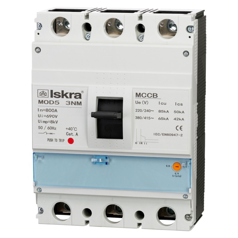 786104800000 - Автоматический выключатель  MOD5 3NM, 3P In-800 А, 65кА, термомагнитный (0.8-1), Iskra