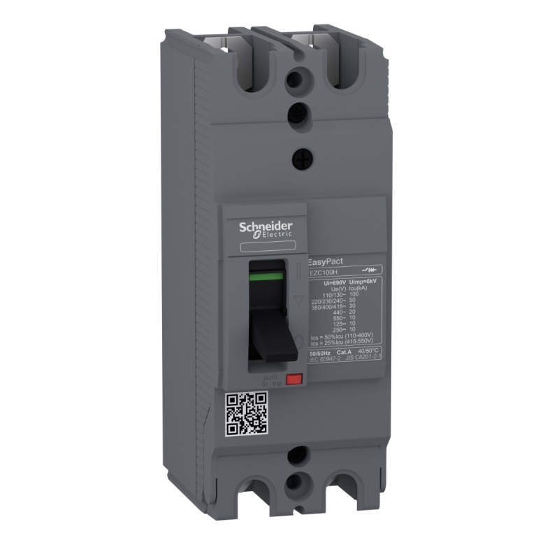 EZC100H2025 - Автоматический выключатель EasyPact EZC100H, 2P In-25 A, 30кА, Schneider Electric