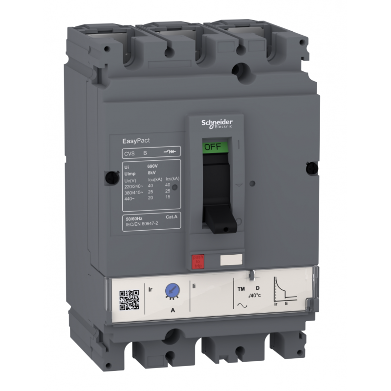 LV510302 - Автоматичний вимикач EasyPact CVS100B TM32D, 3P In-32 А, 25кА, термомагнитный (0.7-1), Schneider Electric