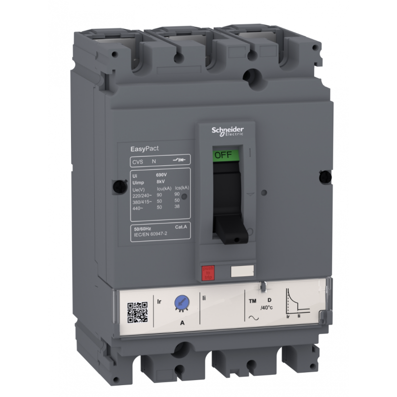 LV525452 - Автоматичний вимикач EasyPact CVS250N TM200D, 3P In-200 А, 50кА, термомагнитный (0.7-1), Schneider Electric