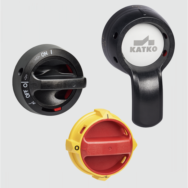 Ручка для переключателя KU (I-0-II) 100–160A, черная, IP65, KATKO (LK12CO102)