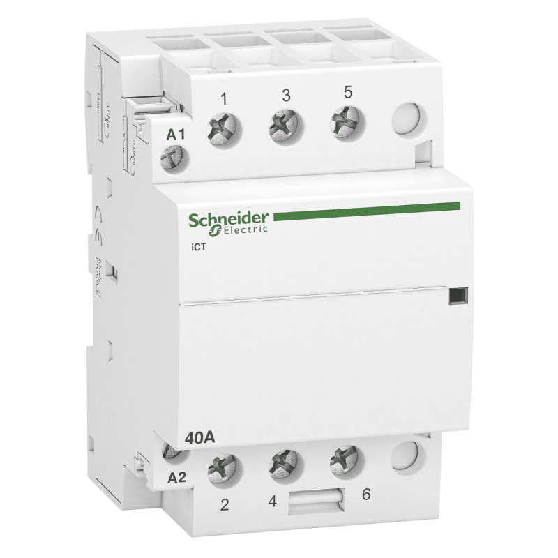 A9C21843 - Контактор модульный Acti9 iCT, In-40 A (AC-7A), Uc-220-240В AC, 3NO, ручное управление, Schneider Electric
