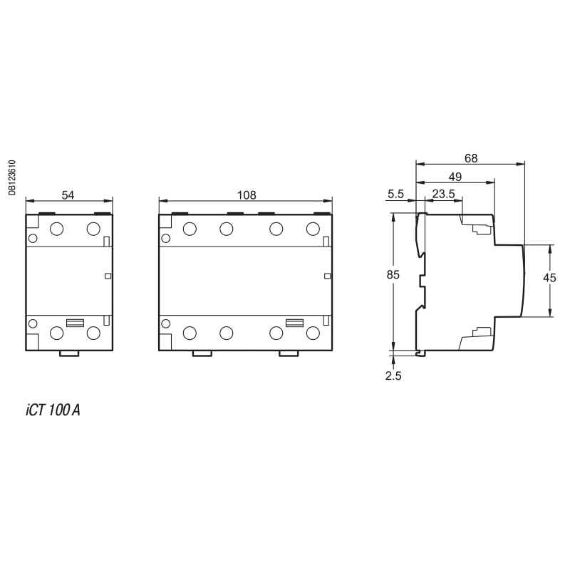 A9C20882 - Контактор модульный Acti9 iCT, In-100 A (AC-7A), Uc-220-240В AC, 2NO, Schneider Electric