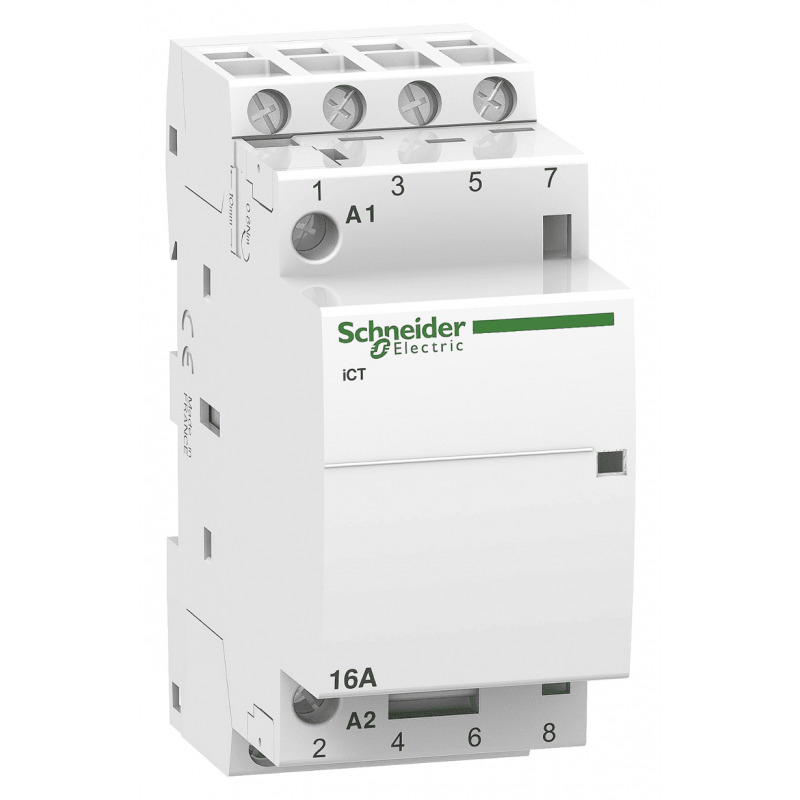 A9C22814 - Контактор модульный Acti9 iCT, In-16 A (AC-7A), Uc-220-240В AC, 4NO, Schneider Electric