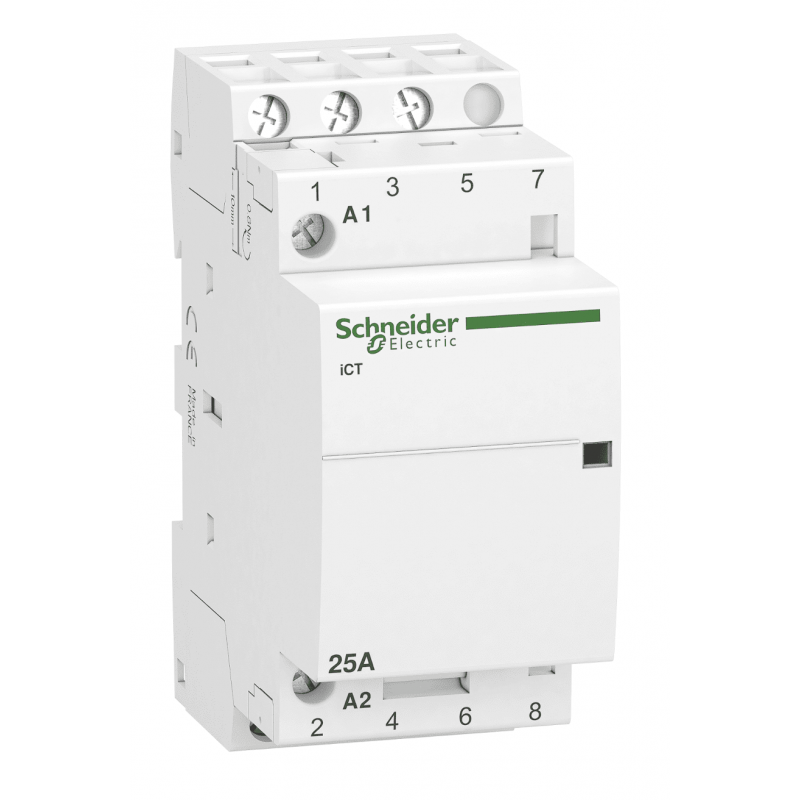 A9C20833 - Контактор модульный Acti9 iCT, In-25 A (AC-7A), Uc-220-240В AC, 3NO, Schneider Electric