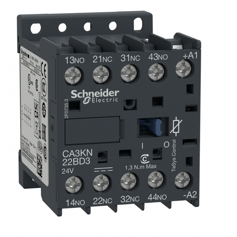 CA3KN22BD3 - Реле управления TeSys K, Ith-10 A (AC-15/DC-13), Uc-24 В DC, 2NO+2NC, встроенный супрессор, Schneider Electric