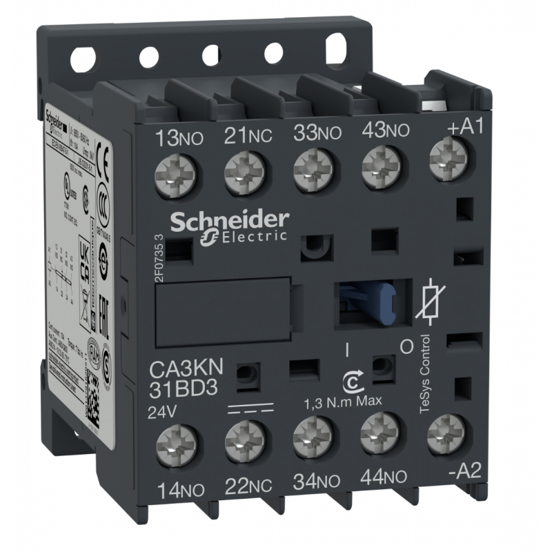 CA3KN31BD3 - Реле управления TeSys K, Ith-10 A (AC-15/DC-13), Uc-24 В DC, 3NO+1NC, Schneider Electric